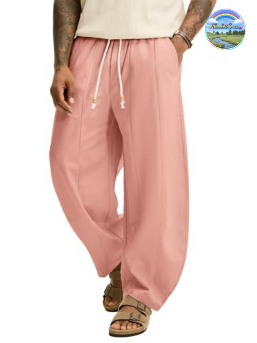 Men's Baggy Linen Cotton Drawstring Pants Pleated Lounge Beach Palazzo